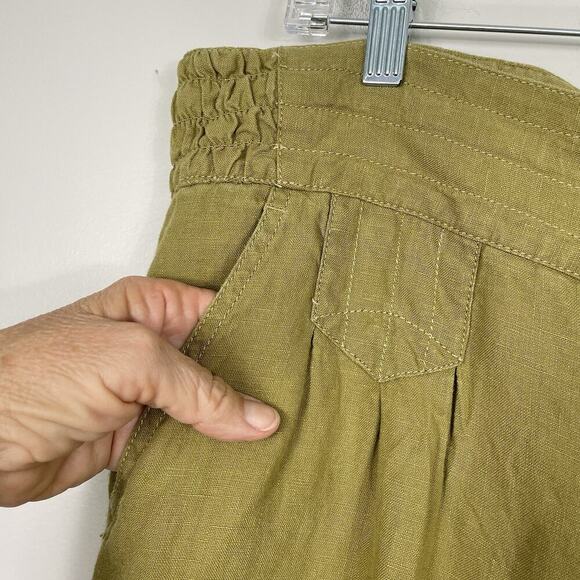 Athleta Lagoon 100% Linen Pants Women’s 14 Tall Green Moss Wide Leg Boho Coastal - Picture 7 of 14